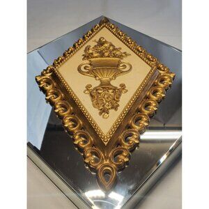 Vintage Homco Wall Vase Gold Diamond Shaped Art Plaques #7225